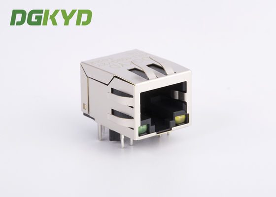 100M Tab Down Shield single port CAT5 RJ45 network JACK with filter, G/Y LEDS