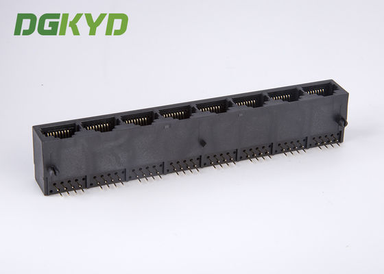PBT Black Unshielded 8 Port Ganged Rj45 Connector Scoket For Ethernet Switch