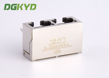 1x2 Ganged Tow Port Shielded Rj45 Modular Jack Without Internal Filter , 10p8c