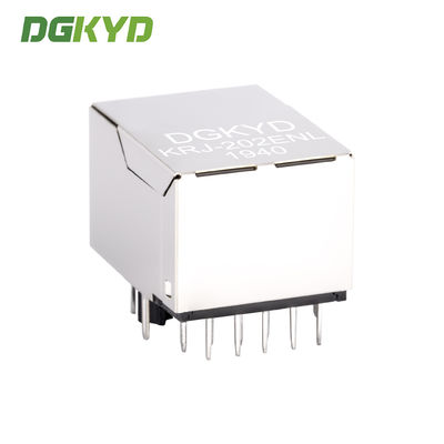 Metal Shielded Cat6a Ethernet Connector Female RJ45 With Transformer, G/Y LED KRJ-202ENL