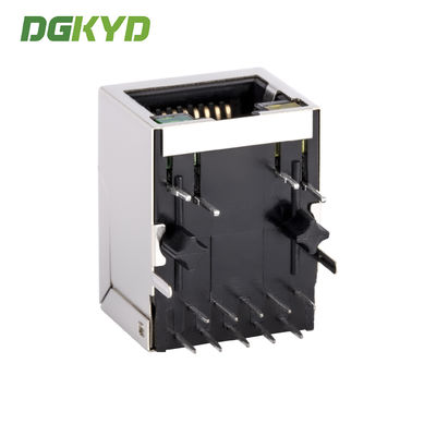 Metal Shielded Cat6a Ethernet Connector Female RJ45 With Transformer, G/Y LED KRJ-202ENL