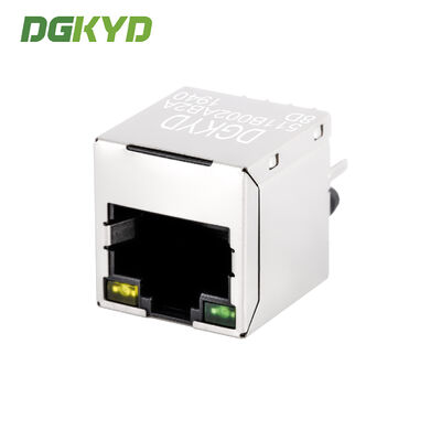 DGKYD511B002AB2A8D RJ45 100M 180 Degree Direct Plug Network Connector 8PIN With Light And Shielded Socket