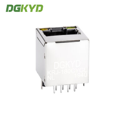 Vertical 180 Degree Ethernet Rj45 Connector Shielded Rj45 Jack With Magnetics KRJ-180CYGLNL