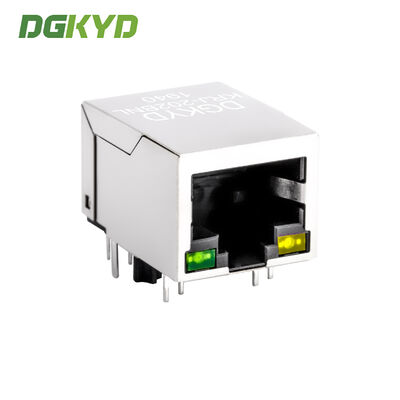 Single Port Gigabit Ethernet 10 Pins PCB Shielded RJ45 Modular Jack with Green/Yellow LED