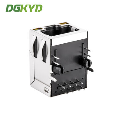 RJ45 Modular Jack with Gold Plating 6u Single Port and LED for PCB Applications