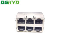 Shielded 2x3 Multiport RJ45 Female RJ45 PCB Connector Without Filter Without Isolation Shrapnel