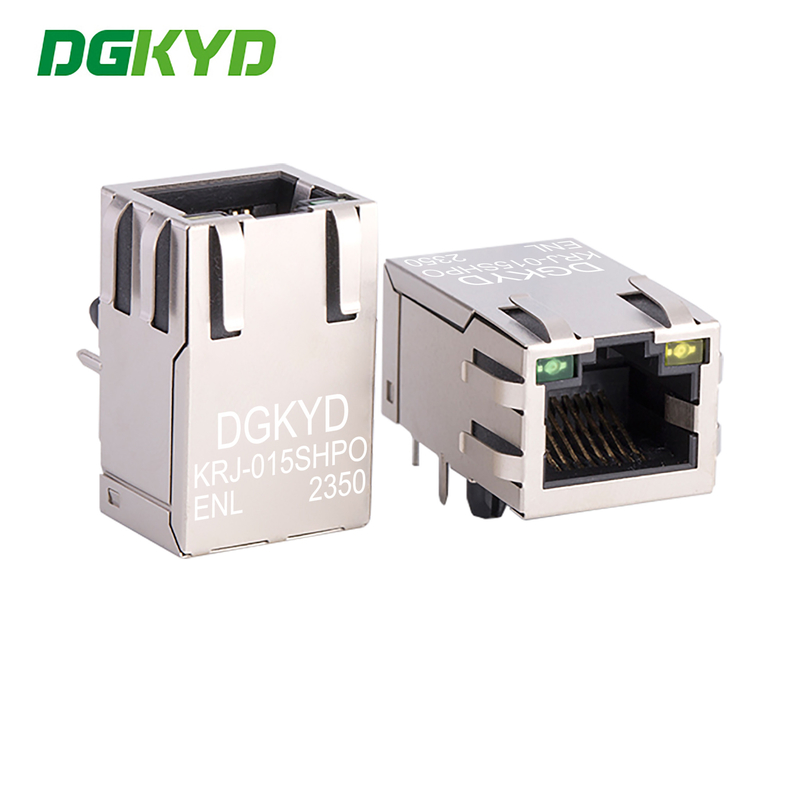 KRJ-015SHPOENL 25.4mm Single Port Rj45 Connector 100Mbps Filtering Integrated Transformer POE