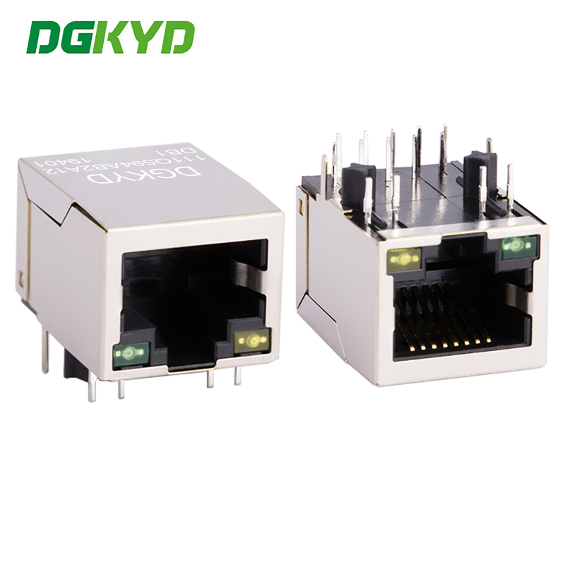 RJ45 connector with built-in 10G integrated transformer with light and shielding DGKYD111Q594AB2A12DB1