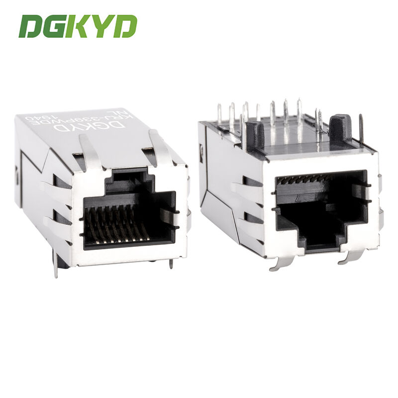 One Port PoE Rj45 Transformer , 1000m Integrated 12 Pin Rj45 For Fiber Optic Transceiver KRJ-339PWDENL