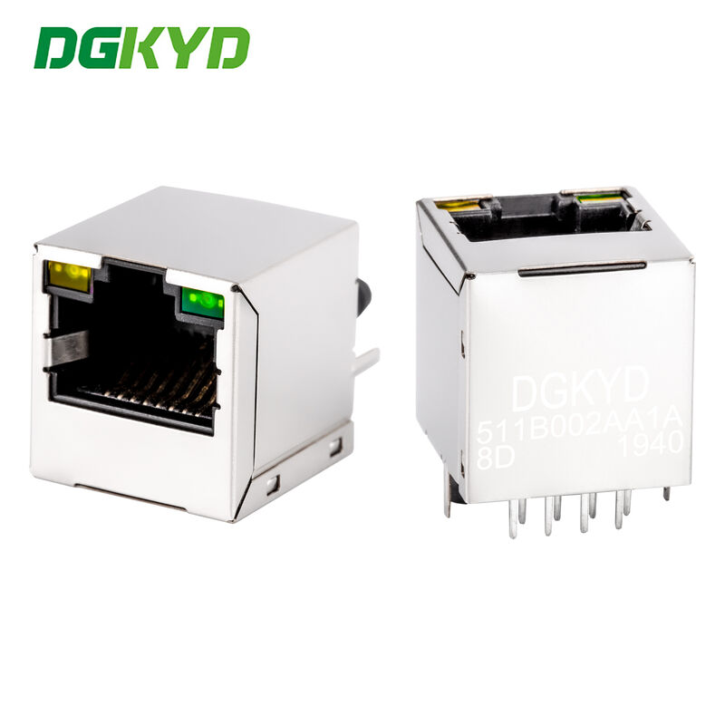 DGKYD511B002AA1A8D 180 Degree RJ45 Connector 8PIN With Lamp And Shielded Socket