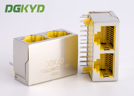 Un trasformatore trapezoidale Ganged di 2 porti RJ45 Jack Combo With Gigabit Ethernet del CAT 6