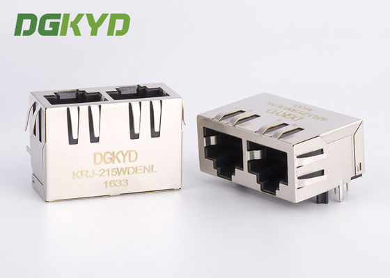 Connettore trapezoidale modulare magnetico di Tab Down Ganged Double Port Jack Cat 5e Rj45