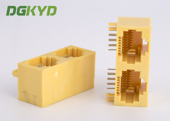Una rete d'abitazione di plastica gialla Jack di 2 porti RJ45 dell'entrata del lato di KRJ-56S1X2WDWKNL