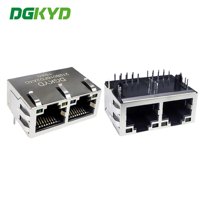 RJ45 connettore di porta Ethernet 8P8C con schermatura a striscia luminosa con doppia presa orizzontale DGKYD212B016FD2A4D