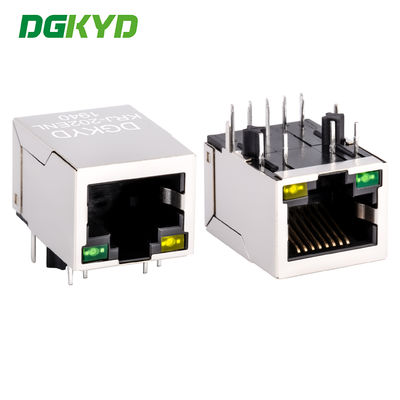 Connettore Ethernet Cat6a metallo blindato femmina RJ45 con trasformatore, G/Y LED KRJ-202ENL