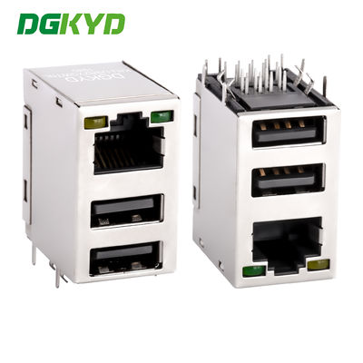 Collettore USB RJ45 a tre mazzi, RJ45 con doppia presa USB USB2.0 KRJ-USB2YGWTNL