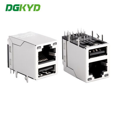 Connettore Gigabit RJ45 Presa RJ45+USB2.0 con LED Senza Molla KRJ-008QGYGWUSBNL