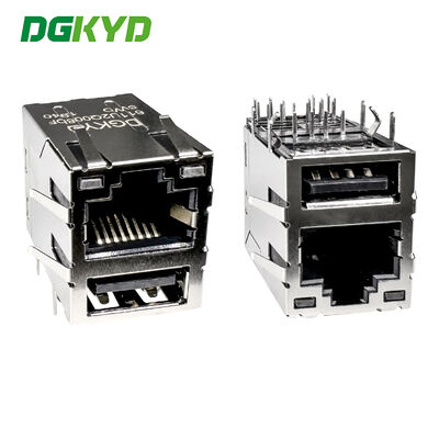 connettore di rete RJ45+USB2.0 con presa di interfaccia per luce e schermatura DGKYD611U2Q008DF5WD