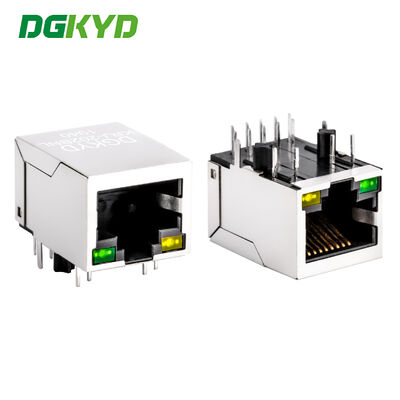 Single Port Gigabit Ethernet 10 Pins PCB Shielded RJ45 Modular Jack con LED verde/giallo