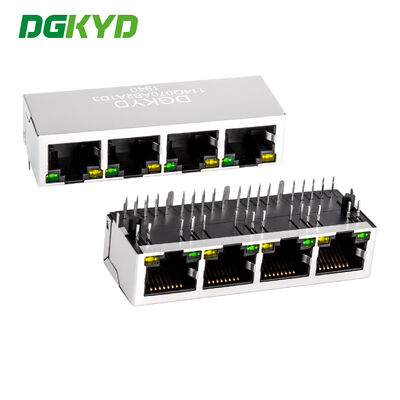 Presa modulare RJ45 schermata in metallo a quattro porte 1000 Base-Tx con LED e montaggio su PCB