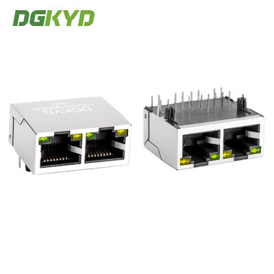 connettore RJ45 multi-porto 1X2 con filtro integrato Gigabit e pin di contatto placcati in oro da 10 pin