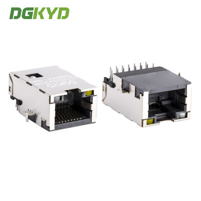 Connettore RJ45 a profilo molto basso con trasformatore integrato Gigabit e placcatura in oro 6U