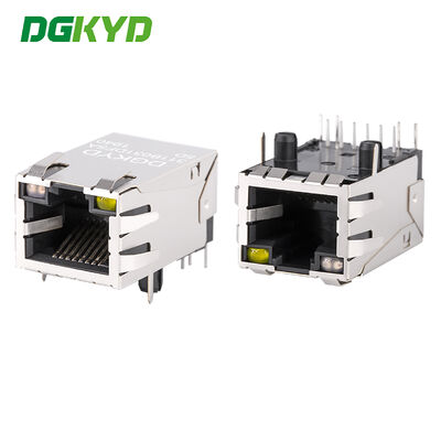 PA66 RJ45 connettore 25.8mm RJ45 Jack con 6U Plating Gold Shielded PCB Ethernet connettore